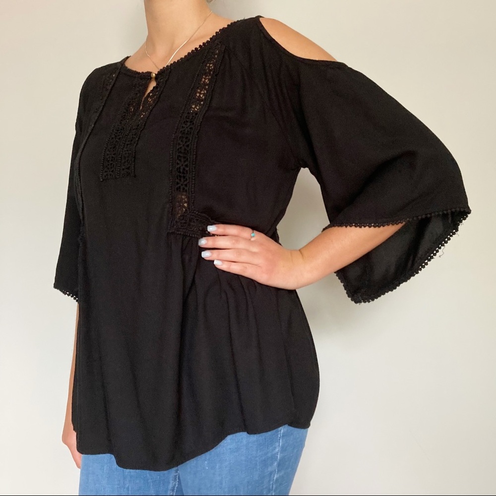 Black Cold Shoulder Top